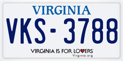 VA license plate VKS3788