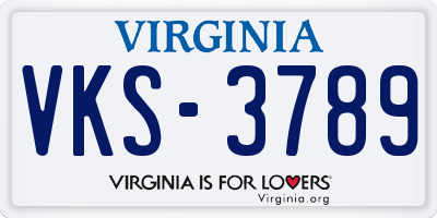 VA license plate VKS3789