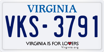 VA license plate VKS3791