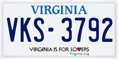 VA license plate VKS3792