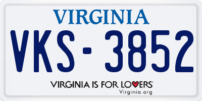 VA license plate VKS3852
