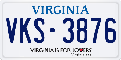 VA license plate VKS3876