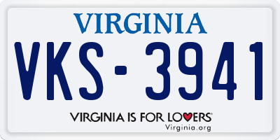 VA license plate VKS3941