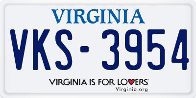 VA license plate VKS3954