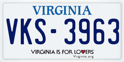 VA license plate VKS3963