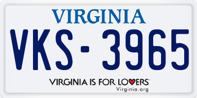 VA license plate VKS3965
