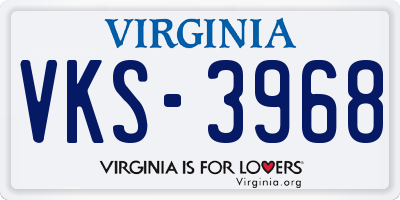 VA license plate VKS3968