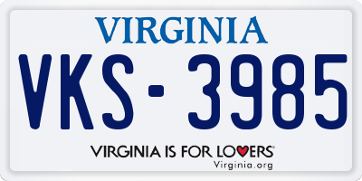 VA license plate VKS3985