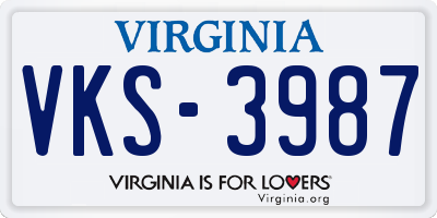 VA license plate VKS3987