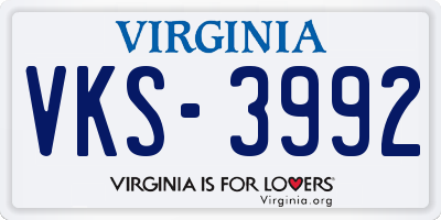 VA license plate VKS3992