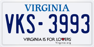 VA license plate VKS3993