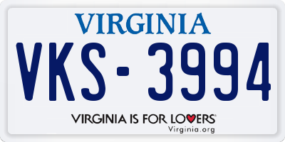 VA license plate VKS3994