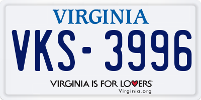 VA license plate VKS3996