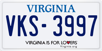 VA license plate VKS3997