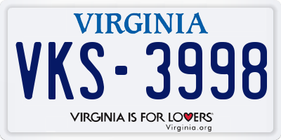 VA license plate VKS3998