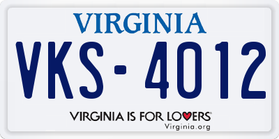 VA license plate VKS4012