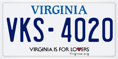 VA license plate VKS4020