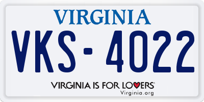 VA license plate VKS4022