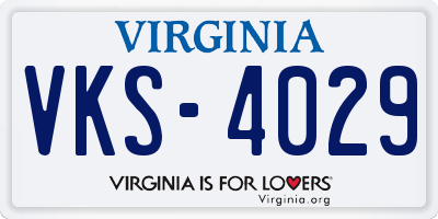 VA license plate VKS4029