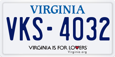 VA license plate VKS4032