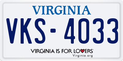 VA license plate VKS4033