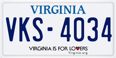 VA license plate VKS4034