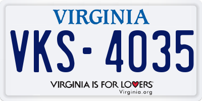 VA license plate VKS4035