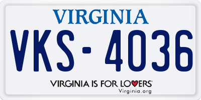 VA license plate VKS4036