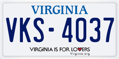 VA license plate VKS4037