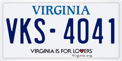 VA license plate VKS4041