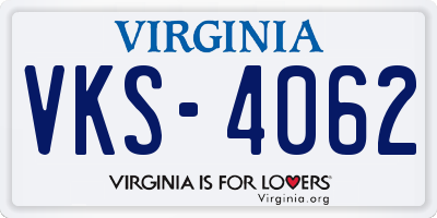 VA license plate VKS4062