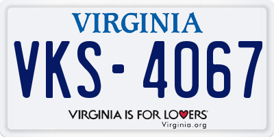 VA license plate VKS4067