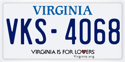 VA license plate VKS4068