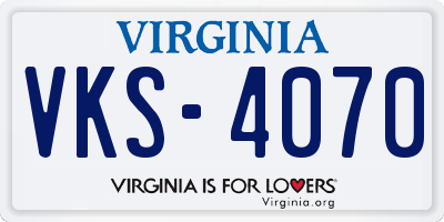 VA license plate VKS4070