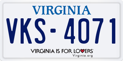 VA license plate VKS4071