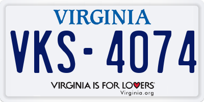 VA license plate VKS4074