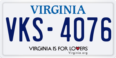 VA license plate VKS4076