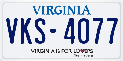 VA license plate VKS4077