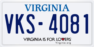 VA license plate VKS4081