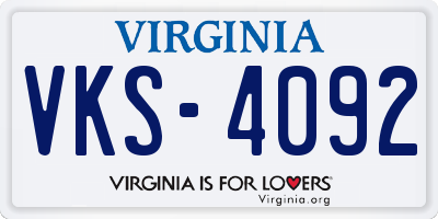 VA license plate VKS4092