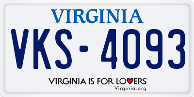 VA license plate VKS4093