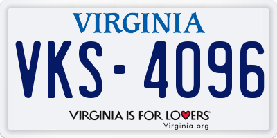 VA license plate VKS4096