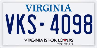 VA license plate VKS4098