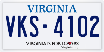 VA license plate VKS4102