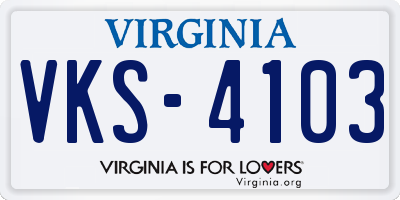VA license plate VKS4103