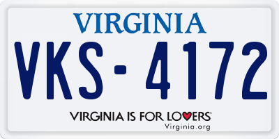 VA license plate VKS4172