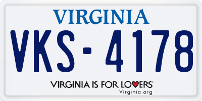 VA license plate VKS4178