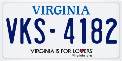 VA license plate VKS4182