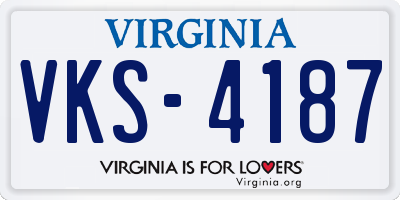 VA license plate VKS4187