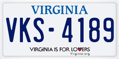 VA license plate VKS4189